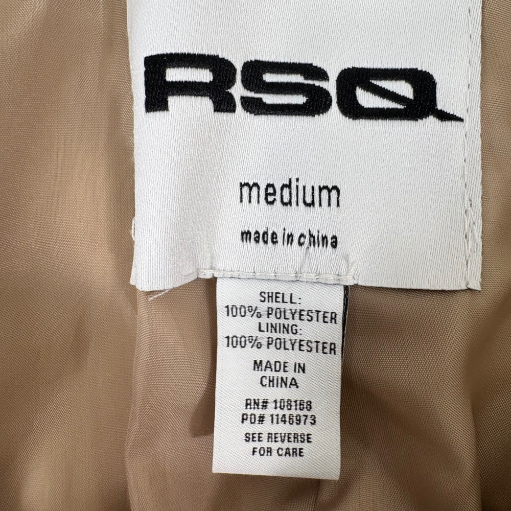 RSQ Cropped Trench Jacket Womens Medium Tan Double Breasted Belted Chic Utility - Picture 4 of 11